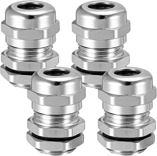 4 Pezzi M25 × 1,5 mm Pressacavo, in Ottone, Robusto e Resistente Alla Pressione, con Anello di Tenuta Impermeabile Incorporato, Adatto per Collegamento Cavo da 13-18 mm (Argento) - Honorern