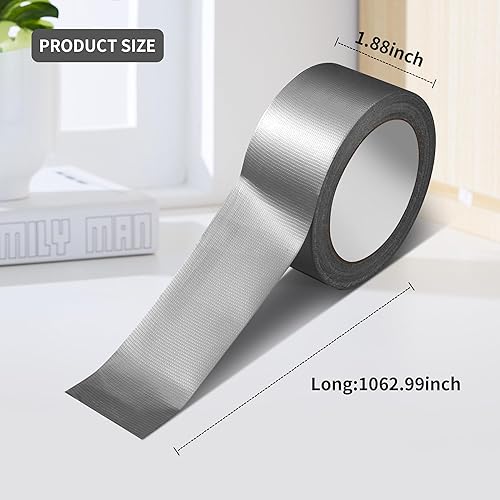 2 pezzi Nastro americano, 48 mm x 27 m Nastro Adesivo Telato, Nastro Sigillante Impermeabile, per riparazioni, Rinforzi, sigillatura, Etichettatura, interni ed esterni (Argento) - Honorern