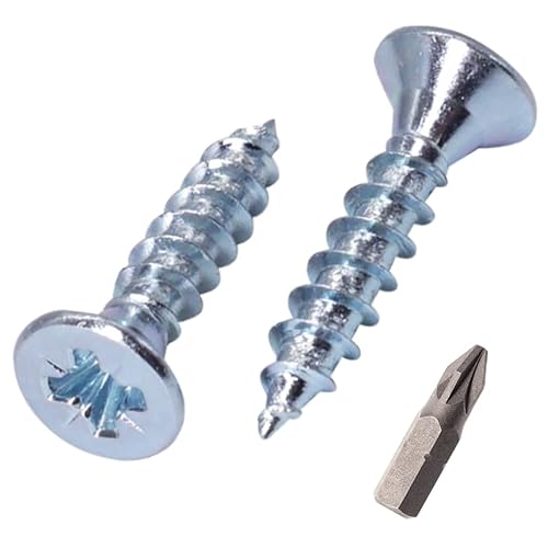 SKIR'CO Confezione da 500 viti in acciaio zincato, 4,0 x 25 mm, testa svasata Pozidriv, viti per truciolare, filettatura completa (500, 4,0 x 25 mm) - Honorern