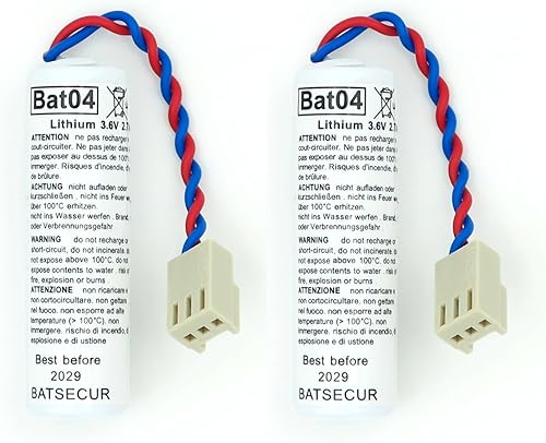 Lotto di 2 Batterie di Allarme BAT04 Compatibili con BATLi04, D8903, LI04, MGL956439 DAITEM Hager 3.6V 2Ah - 3.6V 2.7Ah Li-SOCl2 - Honorern