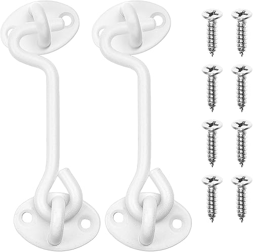 2 ganci per porta, ganci per porte e chiavistelli, serrature per porte in acciaio inox, ganci per porte girevoli, ganci per cabina in acciaio inox per porte, finestre, recinzioni, armadi, bianco - Honorern