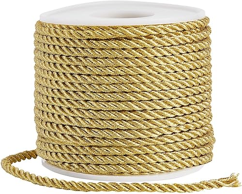 22 iarda/20 m di Cordoncino per Tappezzeria Corda Decorativa Dorata 3mm 3 Strati Cordoncino Ritorto Cordoncino Ritorto Cordoncino d'Onore per Laurea Artigianato Handfasting Decorazioni per L - Honorern