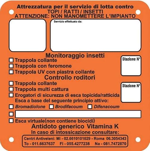 n. 25 CARTELLI Segnalazione Trappola per Topi RATTI E Insetti in FOREX 15X15 CM. - Honorern