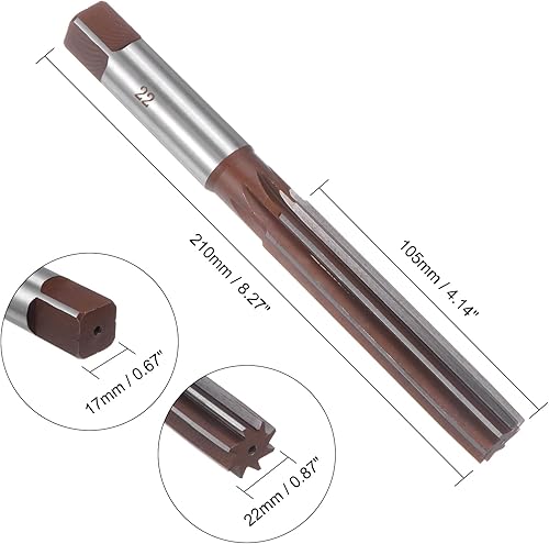 Alesatore Manuale 22mm Acciaio per Utensili in Lega H8 8 Fresa a Mano con Scanalature Dritte Punta Trapano Metrica per Alesatura Metallo - Honorern