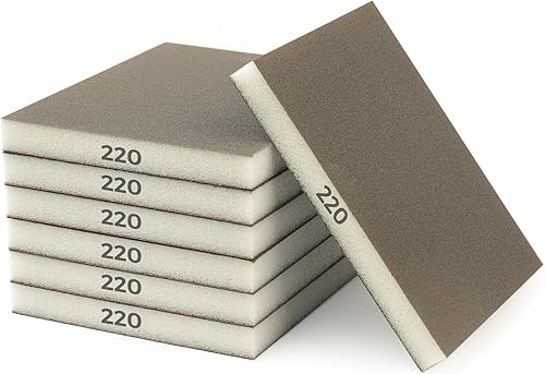 6 spugne abrasive, 80/120/180/220/320/400, 6 diverse specifiche, lavabili e riutilizzabili, carta abrasiva per metallo, legno e pareti - Honorern