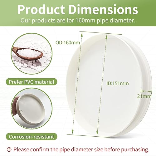 Tappo per Tubo di Fognatura Tappo - Tappo Tubo DN 150-160mm, Tappo per Manicotti e Drenaggio Sotterraneo, Tappo Decorativo per Tubo in PVC, Adatto per Impianti Fognari e Tubazioni - Honorern