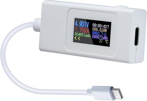 DC 4-30V 0-6.5A USB C Tester Misuratore di Potenza, Voltmetro Amperometro per Ricarica del Telefono (Type-C) - Honorern