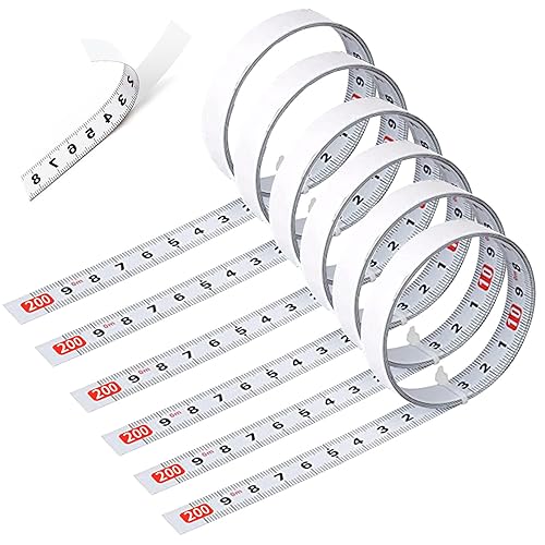Tkxjry 6 Pezzi metri a nastro autoadesivo, Nastro di Misurazione Autoadesivo, Nastro di Misurazione Autoadesivo 2 m, Nastro di Misurazione Autoadesivo per Tavoli da Falegnameria Macchine Scrivanie - Honorern