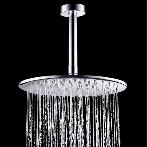 Braccio doccia per soffione doccia | Supporto da soffitto per doccia a pioggia in ottone massiccio 20 cm | braccio doccia G 1/2 attacco braccio doccia di ricambio per soffione fisso - Honorern