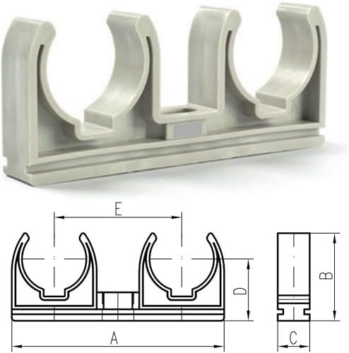 50 X Doppio tubo clip 16 mm tubo morsetto supporto clip morsetto morsetto morsetto morsetto - Honorern