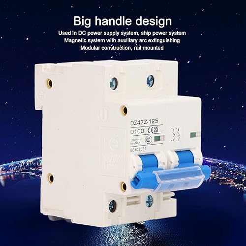DC Circuit Breaker DIN Rail Sezionatore Solare 2P DZ47Z 125 100A Interruttore Automatico in Miniatura per Impianto Solare Fotovoltaico 1000V (Blu) - Honorern