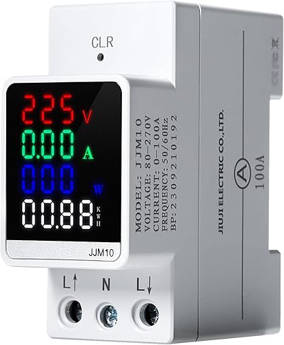 Misuratore Consumo Elettrico,100A AC80-270V Wattmetro Contascatti Elettrico Contatore Elettrico Digitale Potenza di Tensione di Corrente su Guida DIN v - Honorern