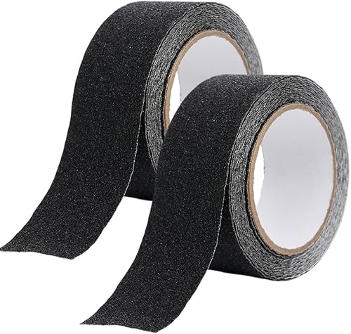 2 Pezzi Nastro di Sicurezza Antiscivolo 5M x 2CM Nastro Antiscivolo Alta trazione strisce antiscivolo per Scale Esterne Interne, Antiscivolo Scale(Nero) - Honorern