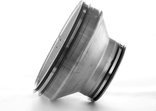 Riduzione di sezione in lamiera di acciaio zincata con guarnizione di tenuta. Raccordo tubo ventilazione e aspirazione. (Tubo partenza Ø 200, Tubo arrivo Ø 125) - Honorern