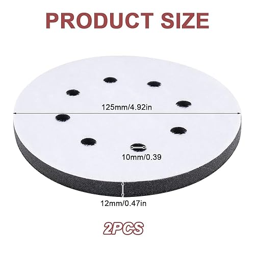 2 Pezzi 125 mm Platorello per Levigatrice,Tampone Di Interfaccia In Spugna, Spugna Di Lucidatura Da 125 Mm, Tamponi Di Interfaccia In Morbida A 8 Fori Da 5 Pollici - Honorern