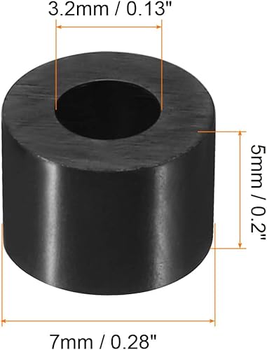PATIKIL Tondo Distanziatore Rondella, 200pz Nylon 3.2mm ID x 7mm OD x 5mm L per M3 Viti Blocco Stampante 3D TV Parete Montaggio Elettrico Presa, Nero - Honorern