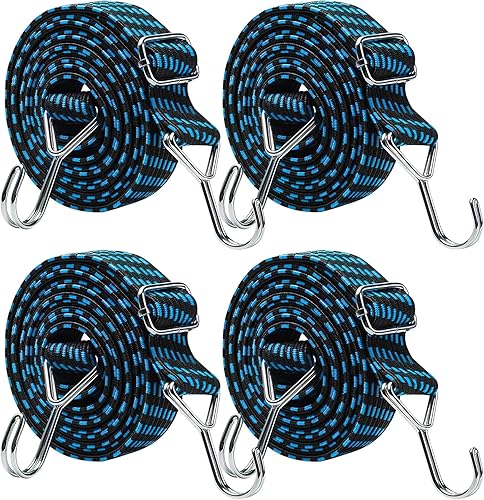 Elastico con gancio, 4 espansori regolabili con gancio, 1 m, tenditore per bagagli, cinghia di tensione per bicicletta, in gomma con gancio, cinghie di tensione per bicicletta, gancio in - Honorern