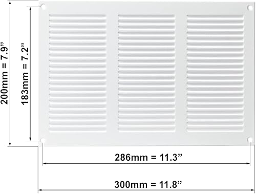Blanca 300x200mm Griglia di Ventilazione con Zanzariera - Griglie D'Aerazione in Metallo - Acciaio - Honorern