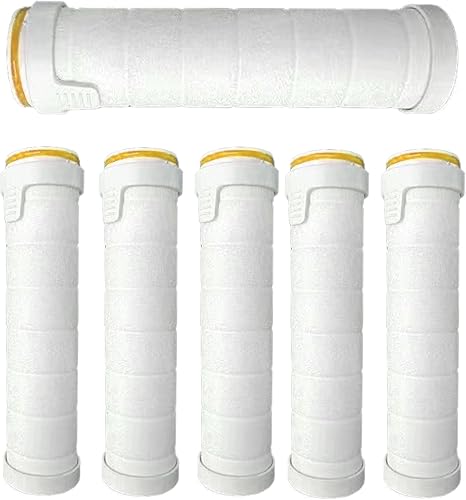 Filtro per soffione doccia, 6 pezzi, 10,5 x 2,5 cm, in cotone PP, filtro anticalcare ispessito, filtro per acqua, anima in cotone, per contro calcare e cloro (giallo) - Honorern
