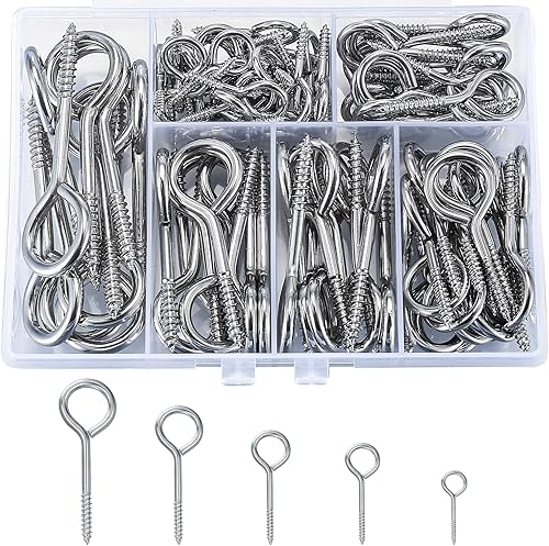 105 Pz Ganci Avvitabili, Occhielli a Vite per Legno, Ganci a Vite con Occhiello, Piccole Viti a occhiello Filettatura a Metallo per Soffitto Parete, Impiccagione, Fai da te Artigianato - Honorern