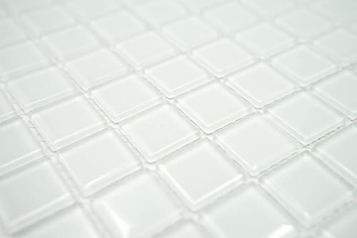 mosaico piastrelle di rete parete Crystal Uni Bianco Mosaico di vetro traslucido trasparente 3d parete quadrato cucina bagno WC - Honorern