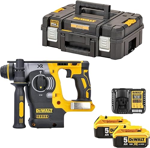 DEWALT 18 V XR Brushless 24 mm, 2 kg SDS-Plus Hammer, 2 x 5 Ah, multicolore, DCH273P2-GB, 2 x 18 V 5.0 Ah batterie agli ioni di litio - Honorern