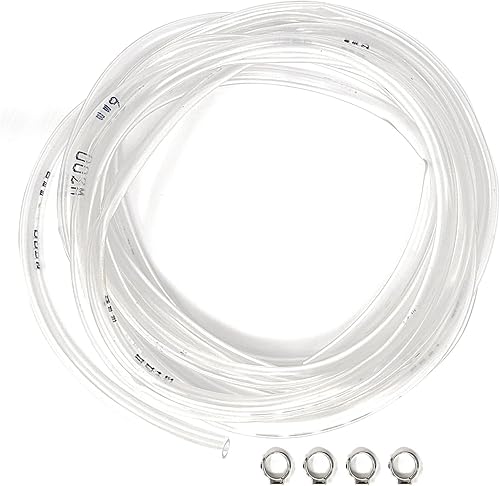 ELCAN 10 metri di tubo o tubo multiuso universale trasparente con diametro 6x9mm con 2 fascette. PVC flessibile alimentare. Per acqua, gas, benzina, oli, industria, acquari... - Honorern