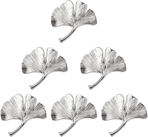 Ginkgo, 6 pomelli per armadio in metallo solido maniglie per cassetti creative decorazione per armadietto, cassetto, scaffalature, mobili, accessori classici per armadietti, colore oro - Honorern