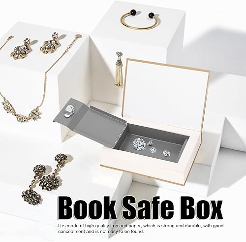 Cassaforte a forma di libro, cassetta di sicurezza, portatile, cassetta di sicurezza, con chiavi, per gioielli, denaro, documenti, pagine reali, 22 x 15 x 4,2 cm - Honorern