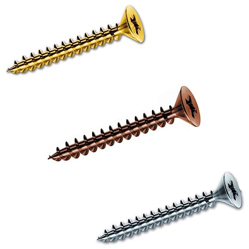 Viti per Legno Truciolare Testa Piana Svasata Fresata Intaglio a croce Colori e Misure Assortite (Bronzate, 2,5x30 mm (Conf. 1000 pz)) - Honorern