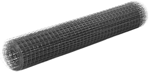 vidaXL Rete d'Acciaio Rivestimento PVC 10x1m Trama Quadrata Grigio Recinzione - Honorern