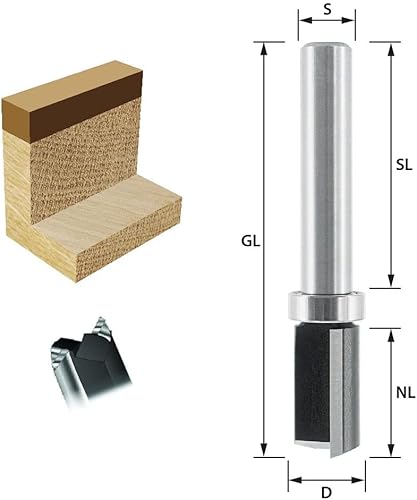 ENT 11663 Fresa per fresatura a filo carburo, codolo (S) 8 mm, diametro (D) 14 mm, NL 25 mm, SL 32 mm, GL 68 mm, con cuscinetto a sfere sul codolo - Honorern
