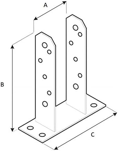 Base Post Vite per Base Palo Ancoraggio TT Staffa da 70 mm, Manica di Supporto, per Calcestruzzo, Recinzioni, Gazebo, Garage, Capannoni, Lamiera di Metallo Anticorrosione Galvanizzata Argento - Honorern