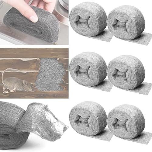 BSITSSS 6 PCS Lana d'Acciaio, Lana di Acciaio Di Pulizia Paglietta Abrasiv, Lana d'acciaio 0000 er Lucidatura Legno Vetro Metallo Prevenire Topi (30g) - Honorern