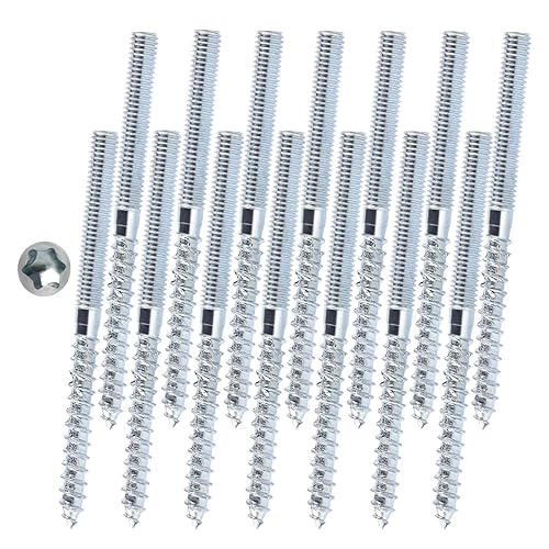 14 Pezzi Doppia Filettata Viti M6 X 80 mm con Azionamento Torx, Vite A Doppia Estremità in Acciaio Inox Zincato, Vite A Doppio Filetto, Bulloni A Doppia Testa per Viti Da Legno, Staffe Metalliche - Honorern