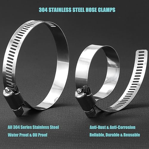 Fascette stringitubo regolabili in acciaio inox, assortimento di morsetti per tubo del carburante, per tubature dell'acqua, per applicazioni idrauliche e meccaniche (28 pezzi, 14-44 mm) - Honorern