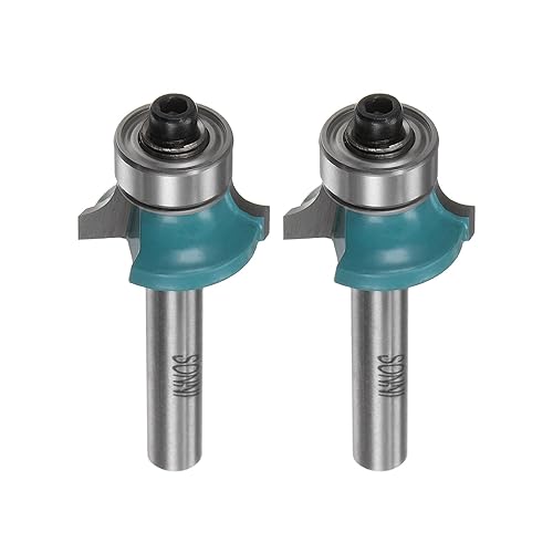 QUARKZMAN 2pz Fresa per Bordi Arrotondati 1/4 Attacco 5/32' Punta Arrotondata con Bordo Arrotondato in Carburo con Guida per Cuscinetto Fresa Lavorazione Legno, Ciano - Honorern