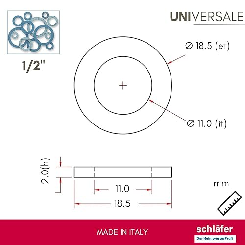 182820 | Guarnizioni idrauliche Piatte per Alte Temperature blu FASIT 1/2-2 mm, Sanitaria, Rubinetti, Raccordi Acqua, Caldaia, Gas, Impianti di Riscaldamento e Solare Termnico. Conf 10PZ - Honorern