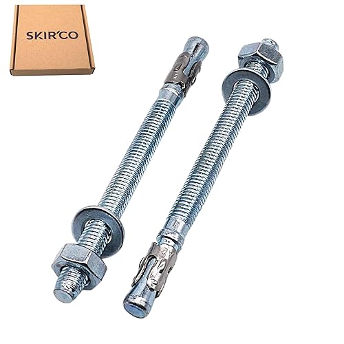 SKIR'CO Ancoraggi a cuneo zincati M10 x 130 mm, tasselli in metallo, bullone di ancoraggio, ancoraggio per muratura, ancoraggio per calcestruzzo, 8 pezzi - Honorern