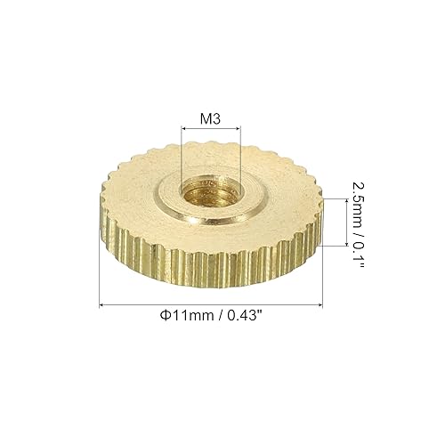Dadi a Farfalla Scanalati 4pz M3 x D11mm x H2,5mm Foro Passante Testa Piatta Ottone con Collare Testa Piatta Foro Passante Elementi Fissaggio Pomelli Rotondi per Parti Stampanti 3D - Honorern