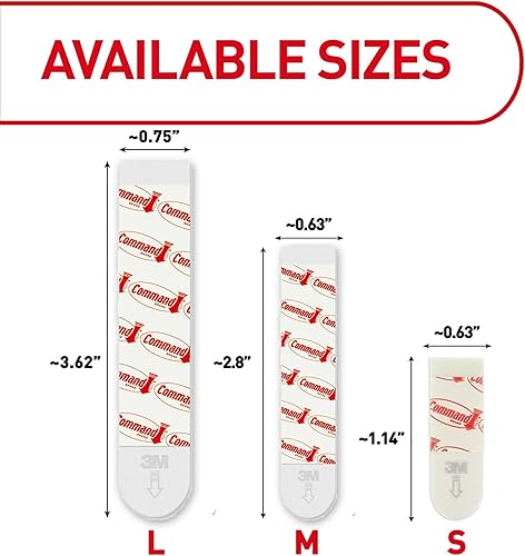 Command Strisce adesive da parete per grandi ganci da parete per interni, senza attrezzi, strisce adesive rimovibili per ganci natalizi, 20 strisce bianche di comando - Honorern