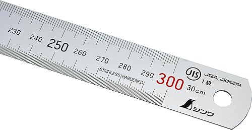 Shinwa 13013 - Righello in acciaio inox, 30 cm, con scala 0,5 mm, righello in acciaio - Honorern