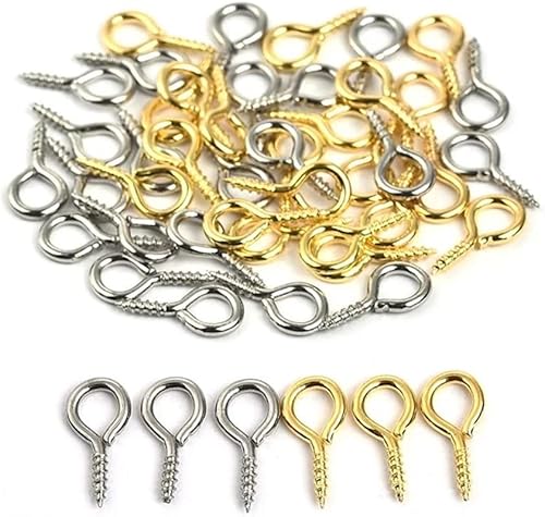 200 mini perni a vite con occhiello, ganci a occhiello, vite a occhiello, ganci a vite per gioielli fai da te, portachiavi, ciondoli, 4 x 8 mm - Honorern