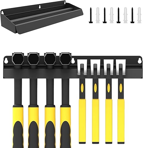 Organizer per rastrelliera per martello, supporto per martello - Supporto per porta attrezzi per organizer per martello | Staffa da parete in acciaio resistente, organizer salvaspazio per officina, ca - Honorern