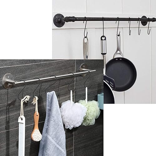 Ganci a forma di S, confezione da 24 ganci neri a forma di S, in metallo pesante, adatti per cucina, bagno, ufficio, giardino o attività all'aperto - Honorern