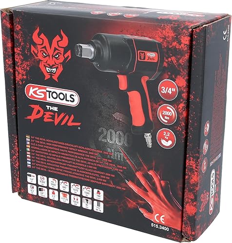KS Tools 515.3400 3/4' Avvitatore ad impulsi pneumatico THE DEVIL ad alte prestazioni 2000 Nm - Honorern