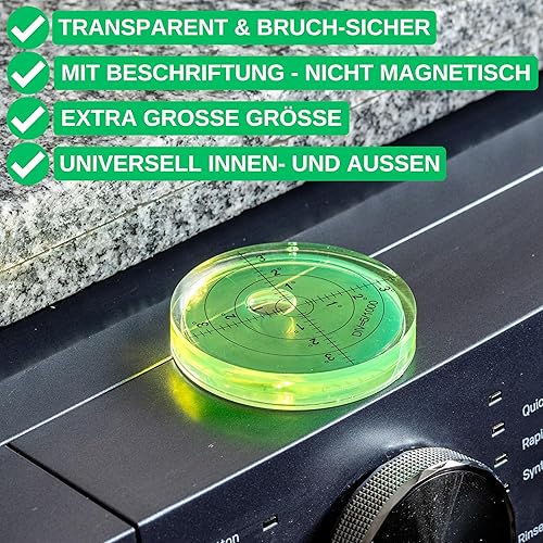 Set di 2 libellule rotonde, con diametro di 66 mm, livella a bolla con iscrizione, livellamento a cerchio, livellamento per caravan, macchina fotografica, fai da te, kit Spirit Level Bullseye - Honorern
