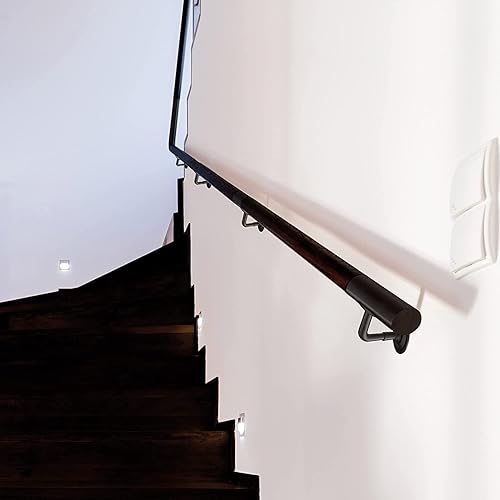 Confezione da 4 supporti per corrimano | ringhiera per scale resistente e durevole | montaggio a parete | acciaio | Colore: nero opaco | Include: viti e tasselli - Honorern