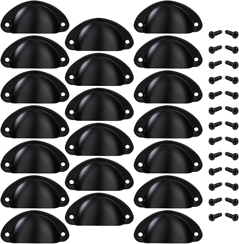 Maniglia del Cassetti Maniglie Conchiglia Vintage Shell Manopole del Porta Cassetto per Ante di Armadietti e Cassetti da Cucina 20 Pezzi Nero - Honorern