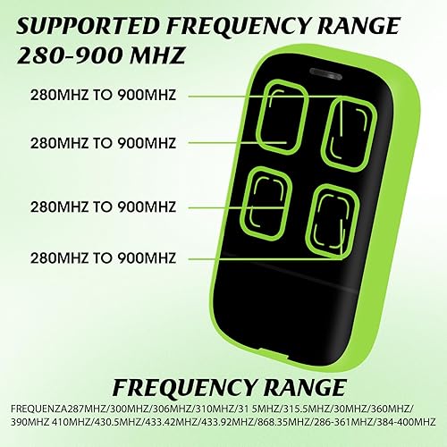 Telecomando Universale per Cancello e Garage 4 in 1 – Multifrequenza 280–868 MHz, Rolling Code e Codici Fissi, Compatibile con Automatismi Cancelli, Porte Garage, Serrande e Allarmi(viola.) - Honorern